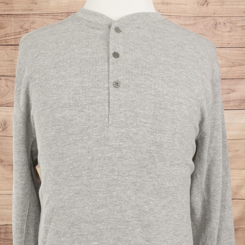 Eddie Bauer Shirt Mens XL Gray Long Sleeve Henley Thermal Tagless Tee T-Shirt